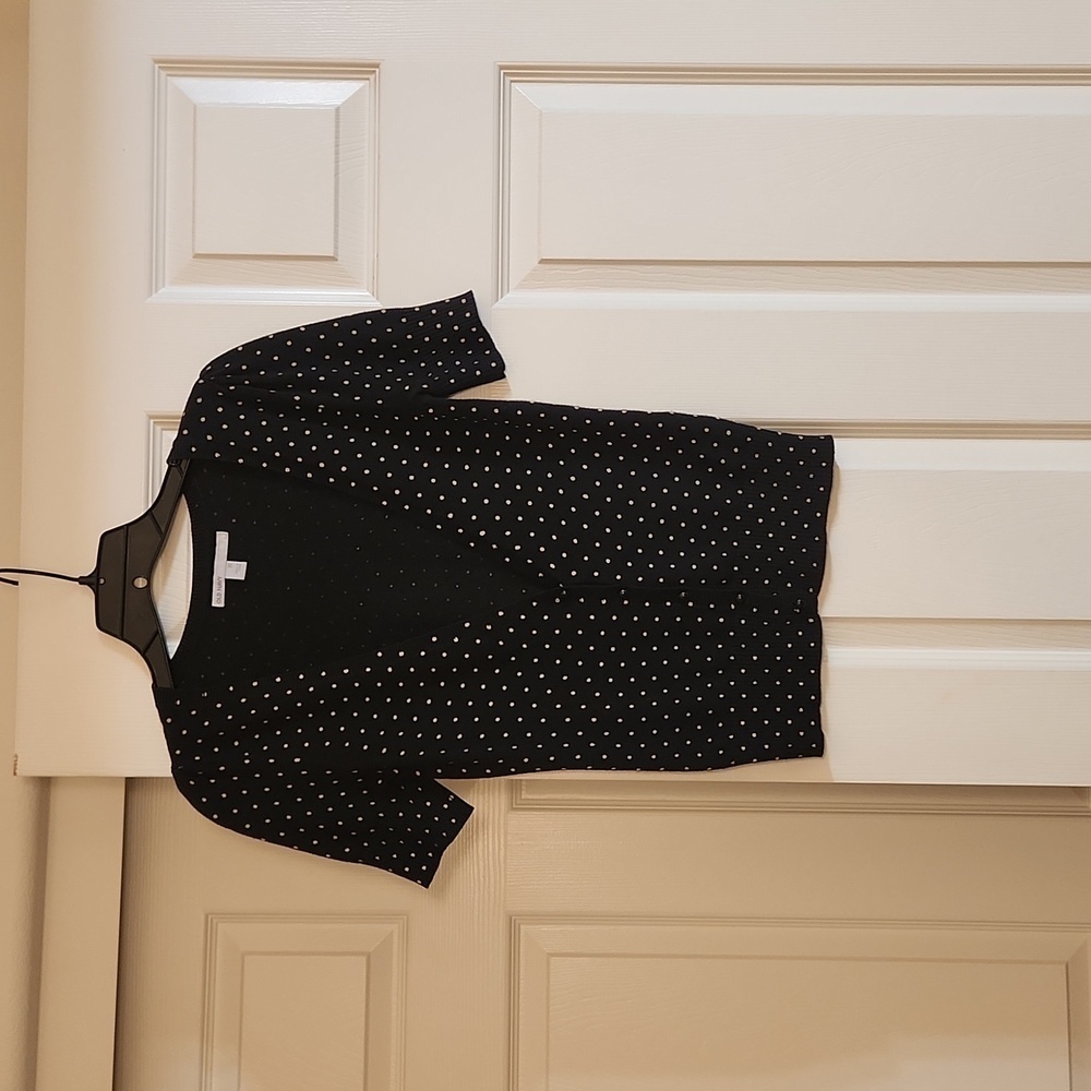 Old Navy Short Sleeve Cardigan Black and White Small Polka Dots Sixe XS